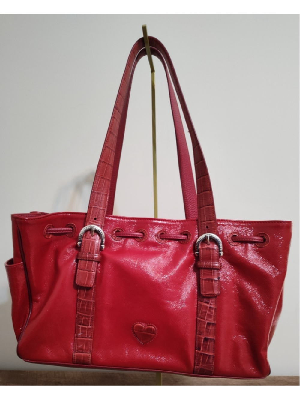 Brighton Patent Leather Red Handbag with Charms